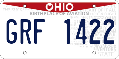 OH license plate GRF1422