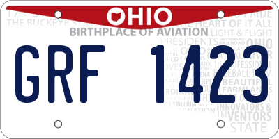 OH license plate GRF1423