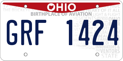 OH license plate GRF1424