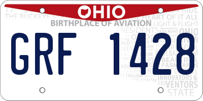 OH license plate GRF1428