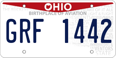 OH license plate GRF1442