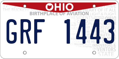 OH license plate GRF1443