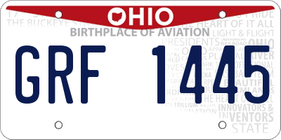 OH license plate GRF1445