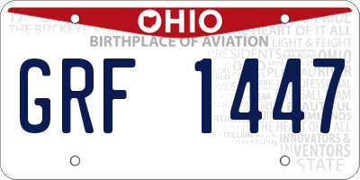 OH license plate GRF1447