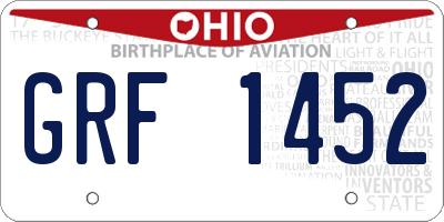 OH license plate GRF1452
