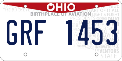 OH license plate GRF1453