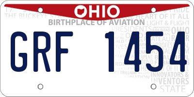 OH license plate GRF1454