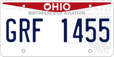 OH license plate GRF1455