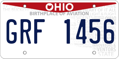 OH license plate GRF1456