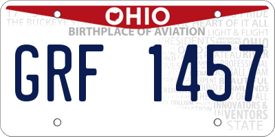 OH license plate GRF1457