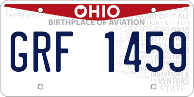 OH license plate GRF1459