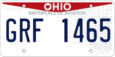 OH license plate GRF1465