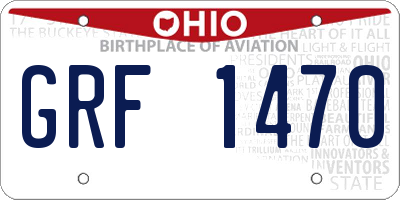 OH license plate GRF1470