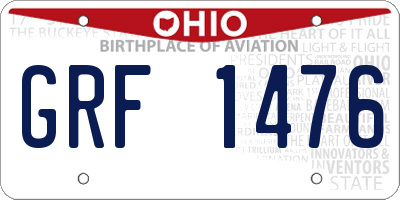 OH license plate GRF1476