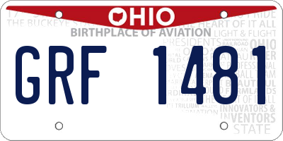 OH license plate GRF1481