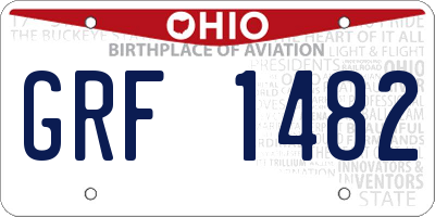 OH license plate GRF1482