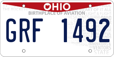 OH license plate GRF1492
