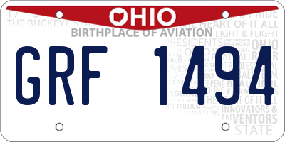 OH license plate GRF1494