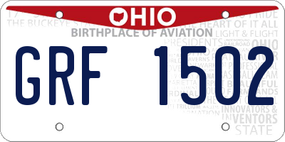 OH license plate GRF1502