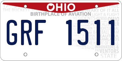 OH license plate GRF1511