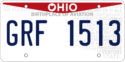 OH license plate GRF1513
