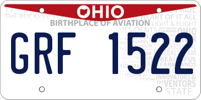 OH license plate GRF1522