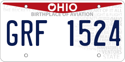 OH license plate GRF1524