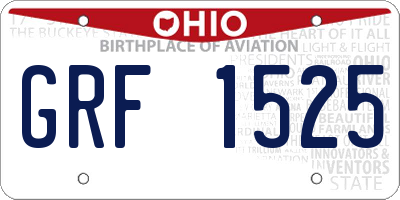 OH license plate GRF1525