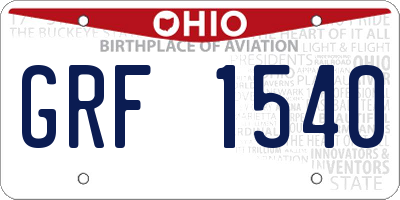 OH license plate GRF1540