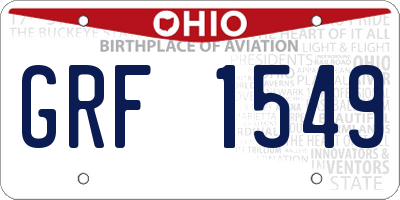 OH license plate GRF1549