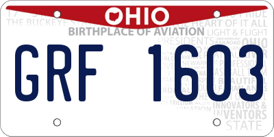 OH license plate GRF1603