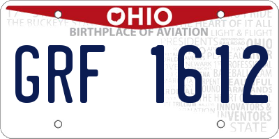 OH license plate GRF1612