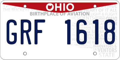 OH license plate GRF1618