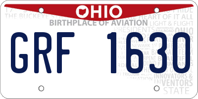 OH license plate GRF1630