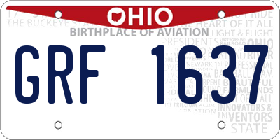 OH license plate GRF1637