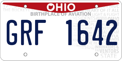 OH license plate GRF1642