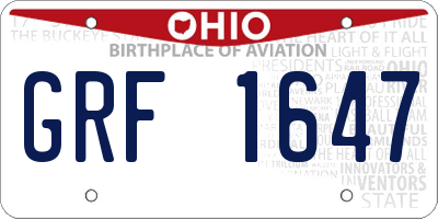 OH license plate GRF1647