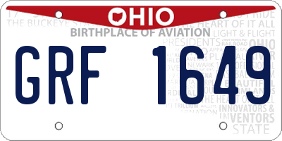OH license plate GRF1649