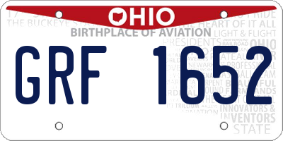 OH license plate GRF1652