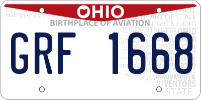 OH license plate GRF1668