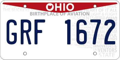 OH license plate GRF1672