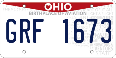 OH license plate GRF1673