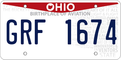 OH license plate GRF1674