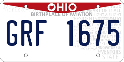 OH license plate GRF1675