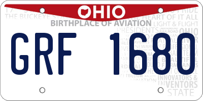 OH license plate GRF1680