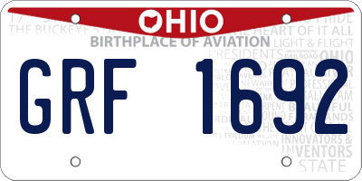 OH license plate GRF1692