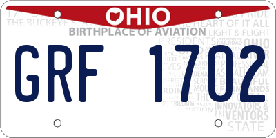 OH license plate GRF1702
