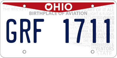 OH license plate GRF1711