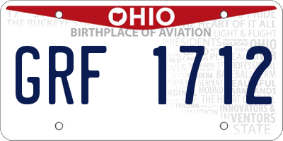 OH license plate GRF1712