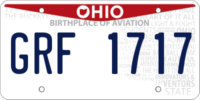 OH license plate GRF1717
